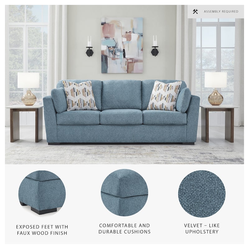 Signature Design by Ashley Keerwick Blue/Green Sofa - 94"W x 41"D x 39"H