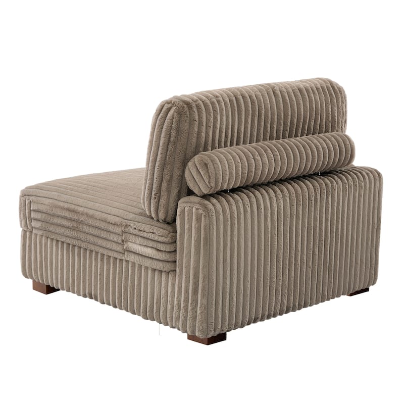Plush Corduroy Chaise Armchair Modular Lounge Sectional Corner Sofa