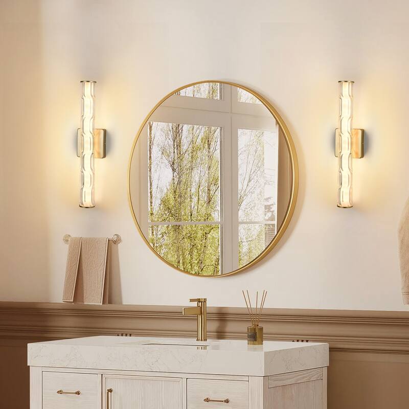 19.7" Gold Bathroom Wall Sconce Set of 2