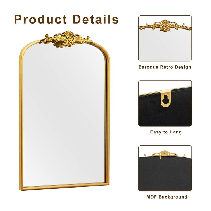 Vintage Carved Arched Mirror Baroque Mirror