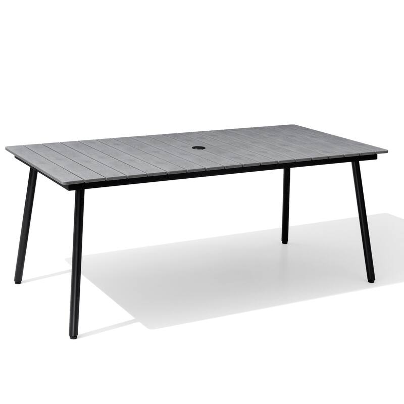 Outdoor Dining Furniture Rectangular Dining Table with Umbrella Hole