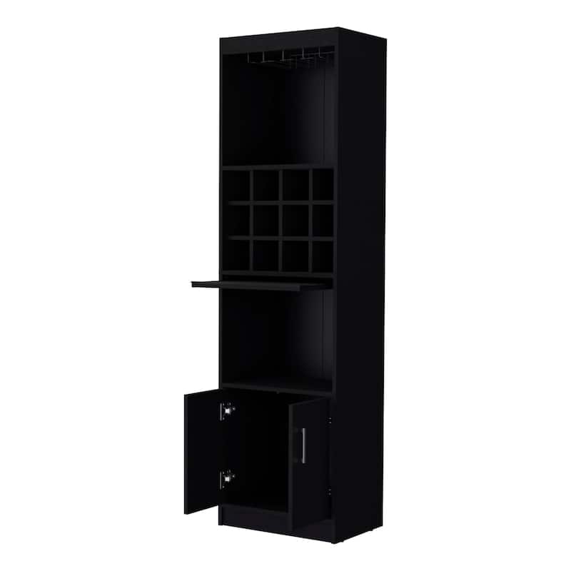HomeRoots 71" Black Wood Bar Cabinet With Two Doors