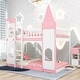 preview thumbnail 2 of 13, Twin over Twin Castle Bunk Bed with Ladder & Guardrails - Safe & Fun