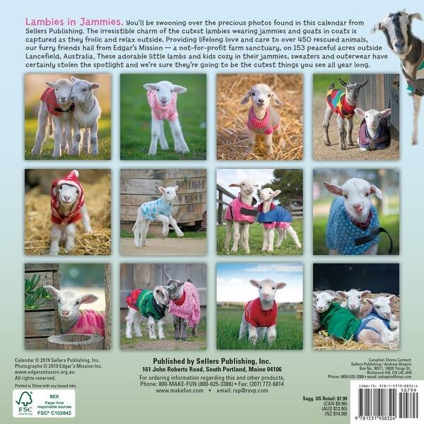 Shop Calendars Lambies In Jammies Goats In Coats Mini Wall Calendar With High Quality Paper Overstock 29018007