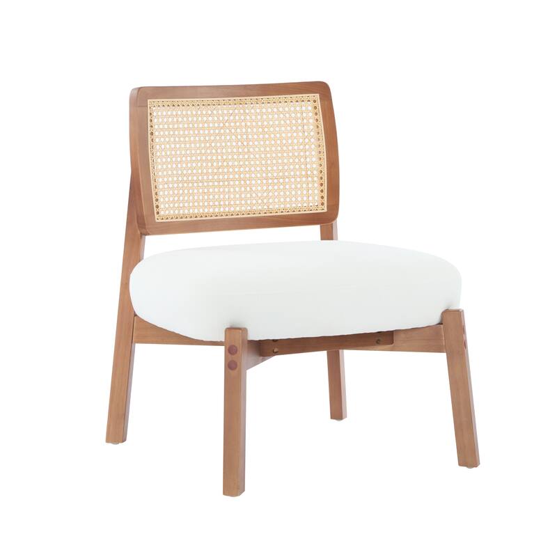 Woven Backrest Lounge Chairs (Set of 2）with Sturdy Wooden Frames, Polyester Upholstered Seats, and Minimalist Design