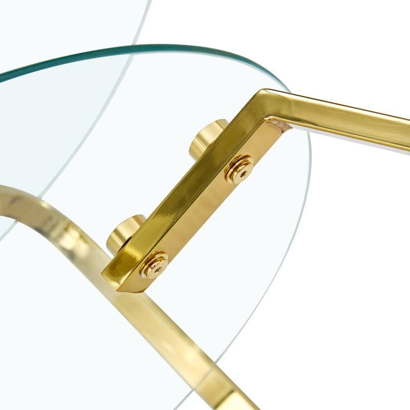 Vintage Minimalist Metal & Glass Coffee Table - 31.5" Square, Double Layer Tempered Glass