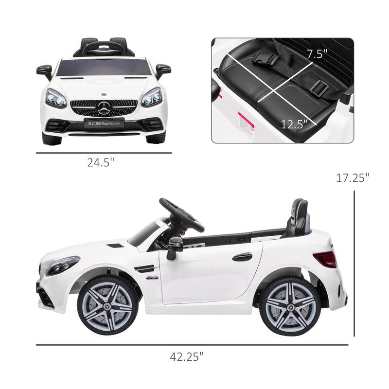 12V Mercedes SLC 300 Kids Ride-On Car with Remote Control, Lights, Music, and Safe Suspension System for Fun Driving