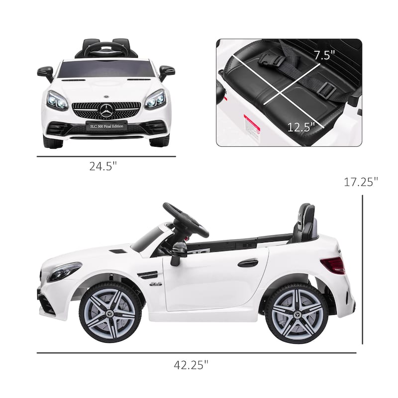 Electric Vehicle for Kids with Seat Belts, White Ride on Truck Car with Dashboard, Exclusive Child Carriage with Headlights