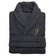 preview thumbnail 15 of 28, Authentic Hotel and Spa Charcoal Grey with Gold Monogrammed Herringbone Weave Turkish Cotton Unisex Bath Robe L/XL - F
