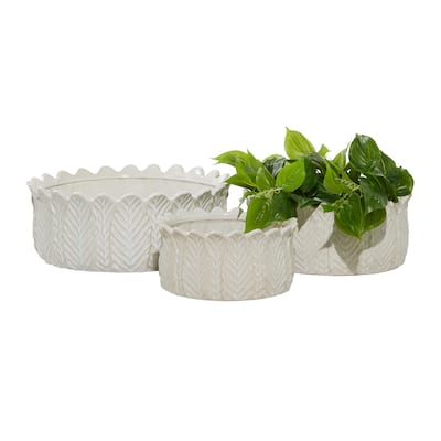 Ceramic Indoor Outdoor Planter - Set of 3 White - Roche River Decor