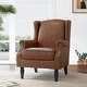 preview thumbnail 1 of 80, Mid-Century Modern Linen/ Vegan Leather Wing Back Accent Chair Brown-Faux Leather