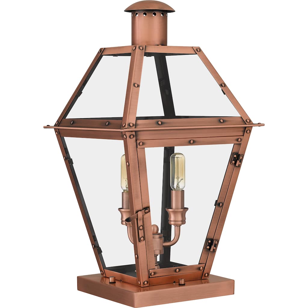 Rue De Royal 2-Light Aged Copper Outdoor Pier Mount Light