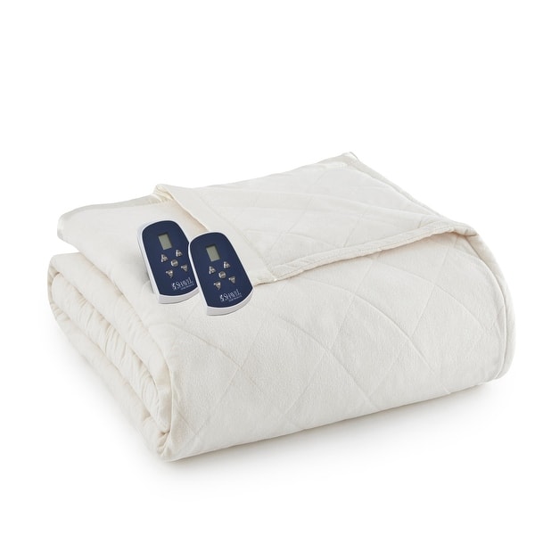 slide 2 of 5, Shavel Micro FlannelĀ® Quilted Electric Heated Blanket Full - Ivory