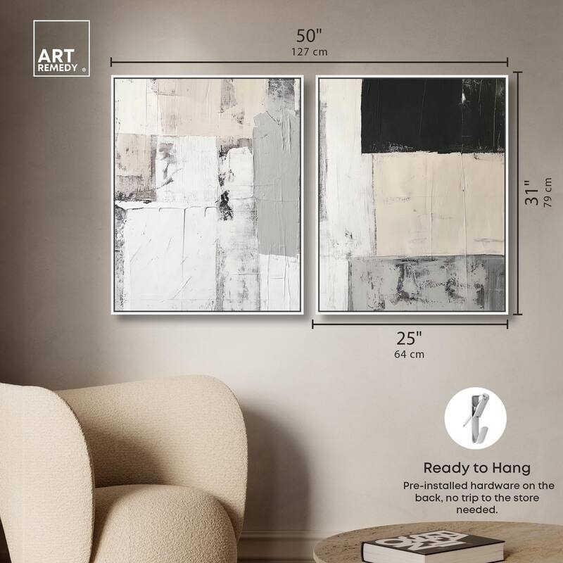 Chalk and Charcoal Canvas Set of 2 by Art Remedy