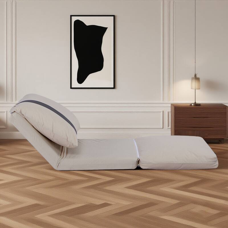 Adjustable Floor Sofa Bed for Adults & Pets - 6-Position Foldable Design with Corduroy Upholstery - Beige