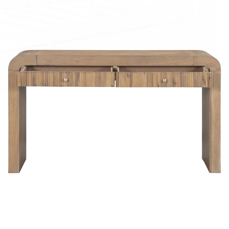 Rustic Console Table with Fluted Drawer Front