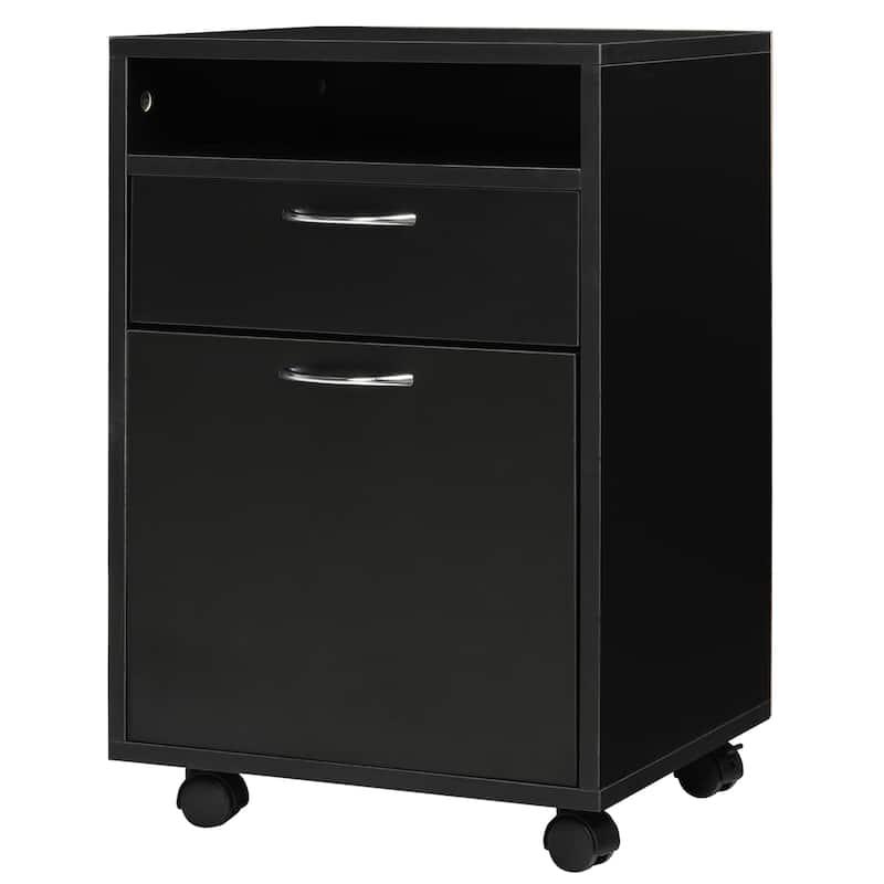 HOMCOM 24" Mobile Printer Cart with 2 Drawers, Black - 15.7*13.8*23.6