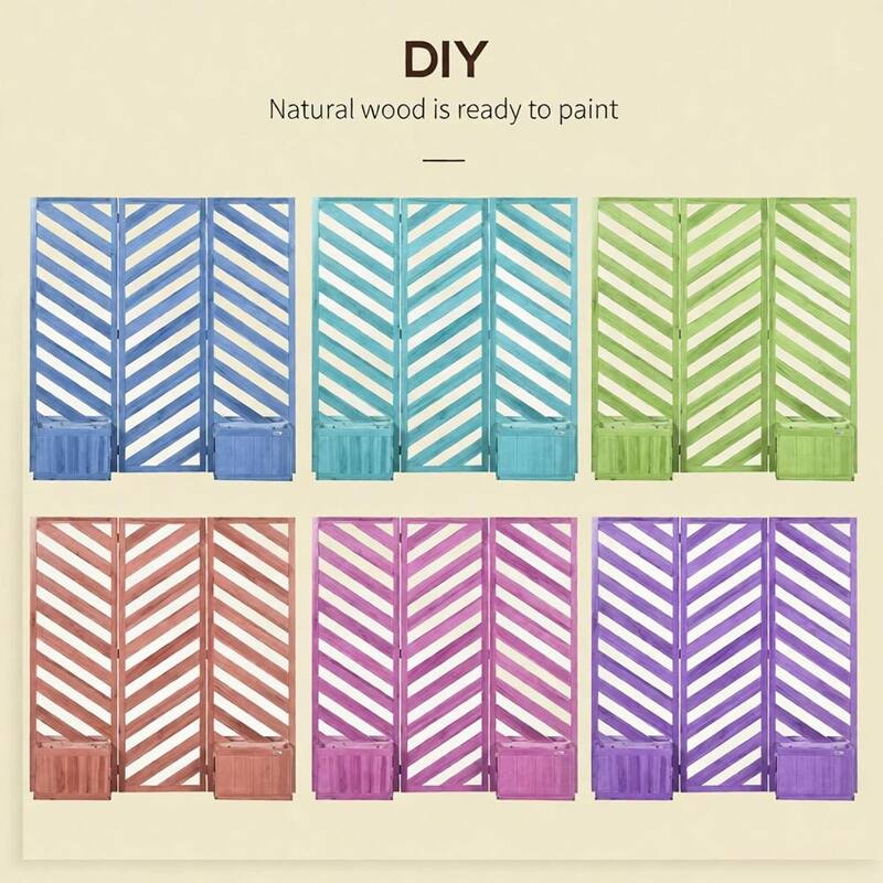 Decorative Garden Screen Built-In Planters for climbing vines grow