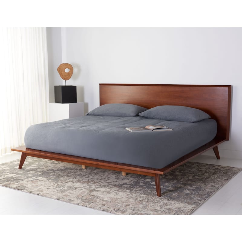 SAFAVIEH Couture Moxie Mid Century Bed - Walnut - Queen