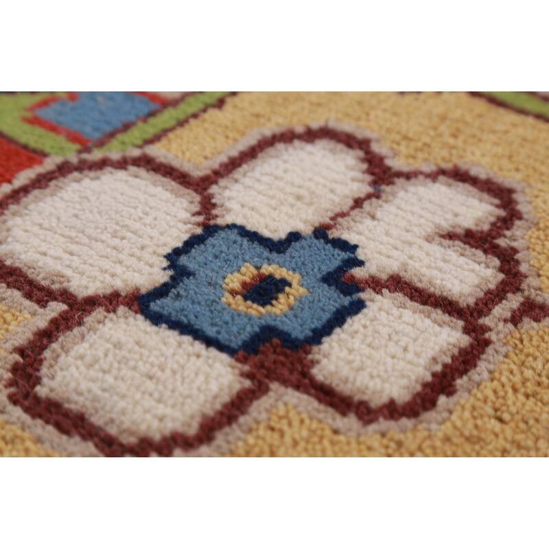 Hand Knotted Oriental 100% Wool Carpet Traditional Medallion Oranges & Rust Heriz (serapi) Area Rug - 13' 10'' X 9' 9''