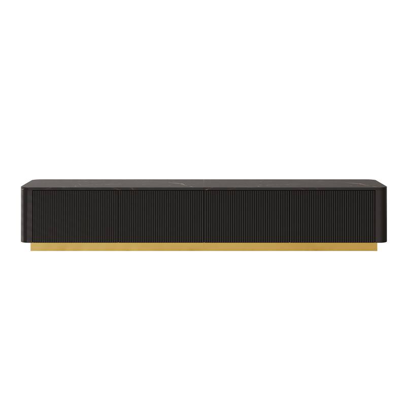 Wooden Storage TV Cabinet with Gold Base, 4 Drawers, for TVs Up to 85"