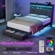 preview thumbnail 16 of 21, Full Size Upholstered Bed Frame with LED Lights and Charging Ports, Storage Headboard with Shelves