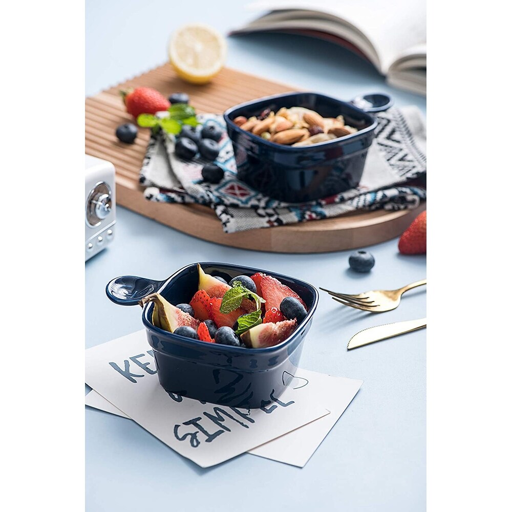 overstock.com | Bruntmor Oven To Table 8 oz Porcelain Oven Safe Ramekins Serving Bowls for Creme Brulee Cereal, Salads Bowls, Set of 6 - Blue - Serving Bowls for Creme Brulee - 6 Piece