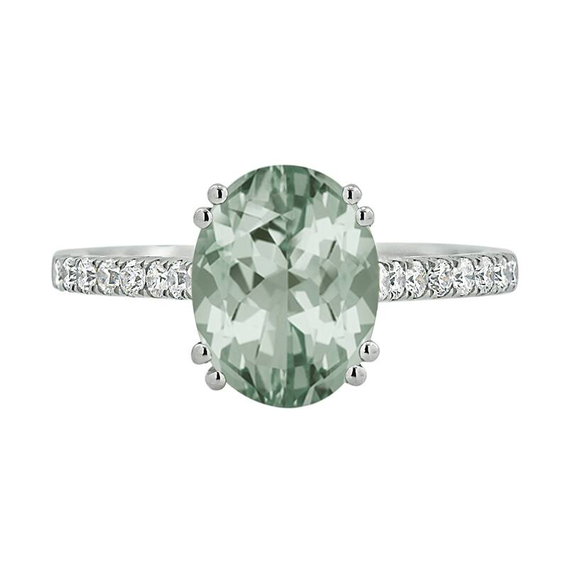 Auriya 1 5/8ct Fancy Oval Green Amethyst and Diamond Engagement Ring 1/4ctw 14k Gold