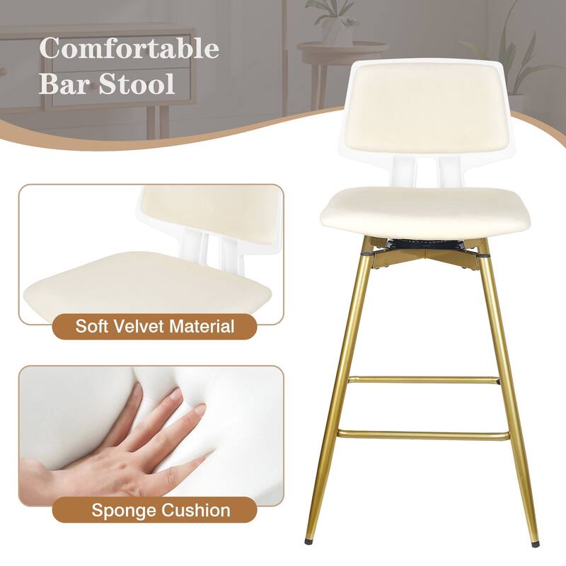 VECELO 2/4-Piece 360° Swivel PU Leather Bar Stools with Footrest Multi-Purpose Space-Saving Bar Stools for Small Apartments