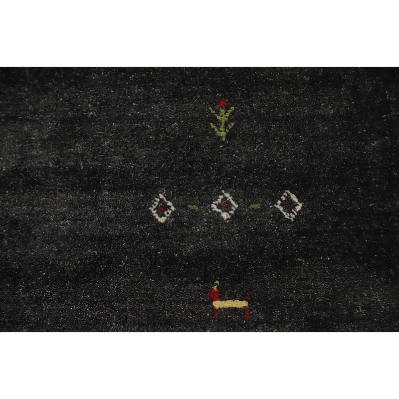 Hand Knotted Oriental 100% Wool Carpet Tribal Animal Pictorial Greys & Charcoal Gabbeh Area Rug - 10' 0'' X 9' 10''