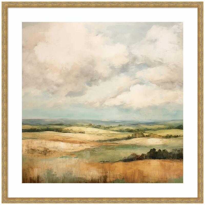 Kate and Laurel Framed Art Rolling Hills Abstract Landscape by The Creative Bunch Studio - 34x34 - Gold