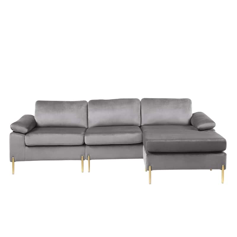 Velvet Sectional Sofa with Chaise