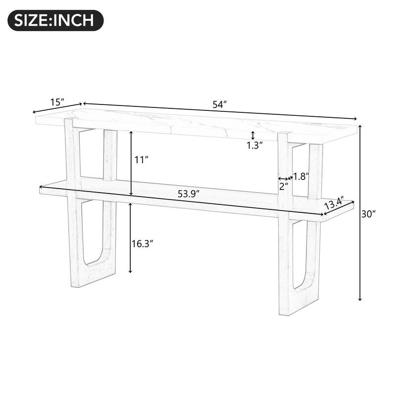 Retro Elegant Console Table with Marble-Effect Top and Versatile Storage Solutions for Entryway and Living Room (Espresso)