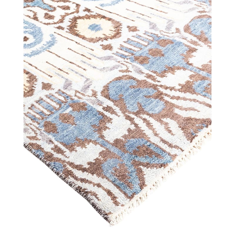 Ikat One-of-a-Kind Handmade Area Rug - Beige, 7' 10" x 10' 0" - 7' 10" x 10' 0"