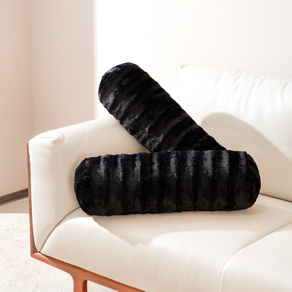 Cheer Collection 8" x 24" Set of 2 Decorative Roll Bolster Pillows