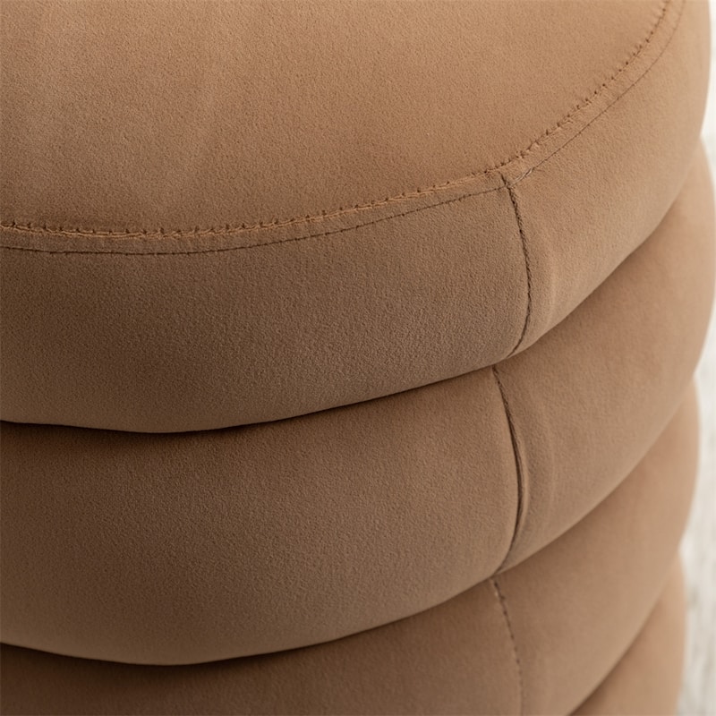 Soft Velvet Round Ottoman Footrest Stool