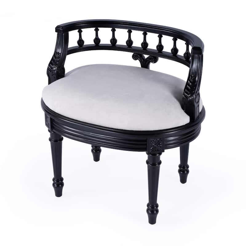 Hathaway 22.5 in. W Oval Upholstered and Wood Traditional Vanity Seat