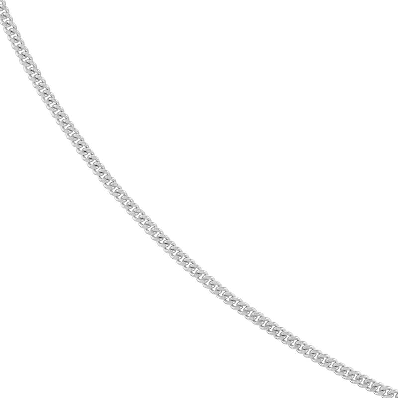 Curata 14k White Gold 0.9mm Curb Chain Necklace 5mm (Spring Ring)