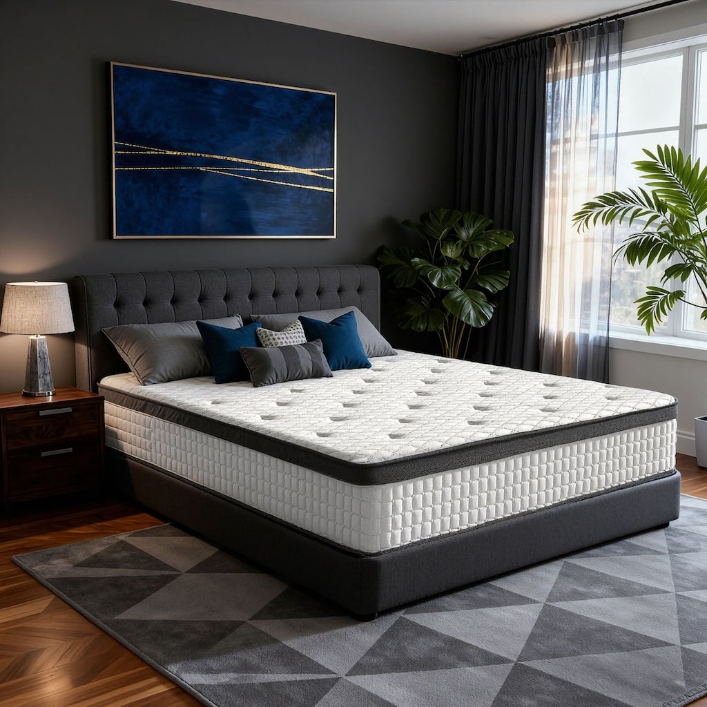 Meyreso 12-inch Hybrid Mattress with Memory Foam Comfort & Individually Wrapped Coils