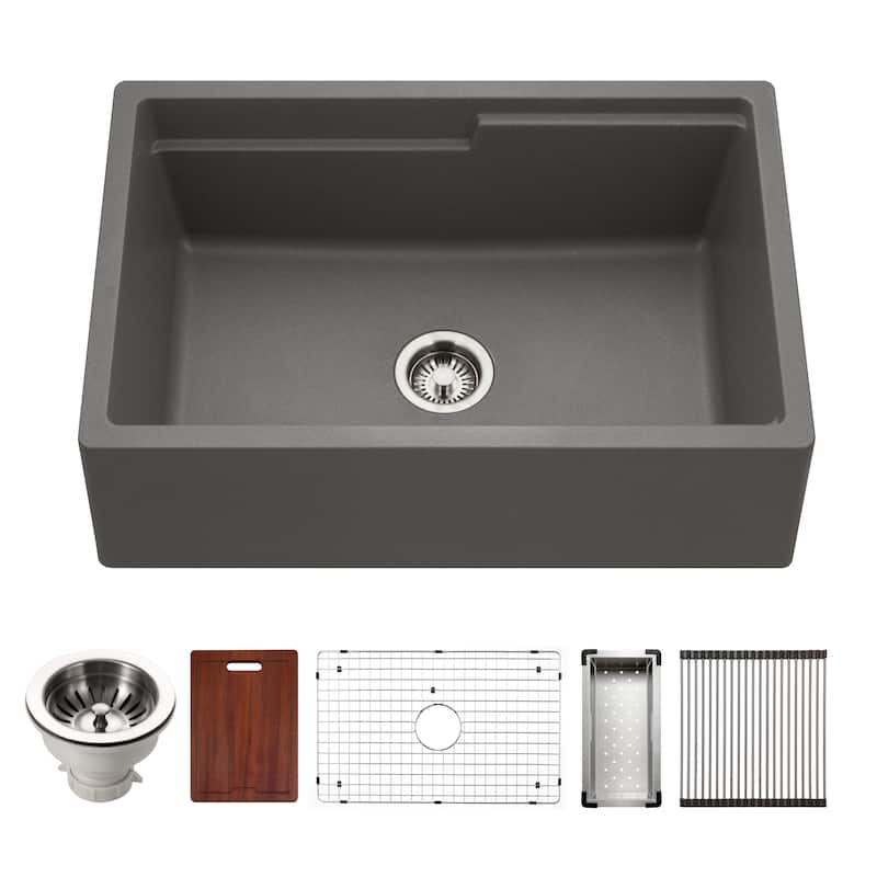 Houzer W-130-C Quartztone 30" Farmhouse Single Basin Granite Composite - Slate