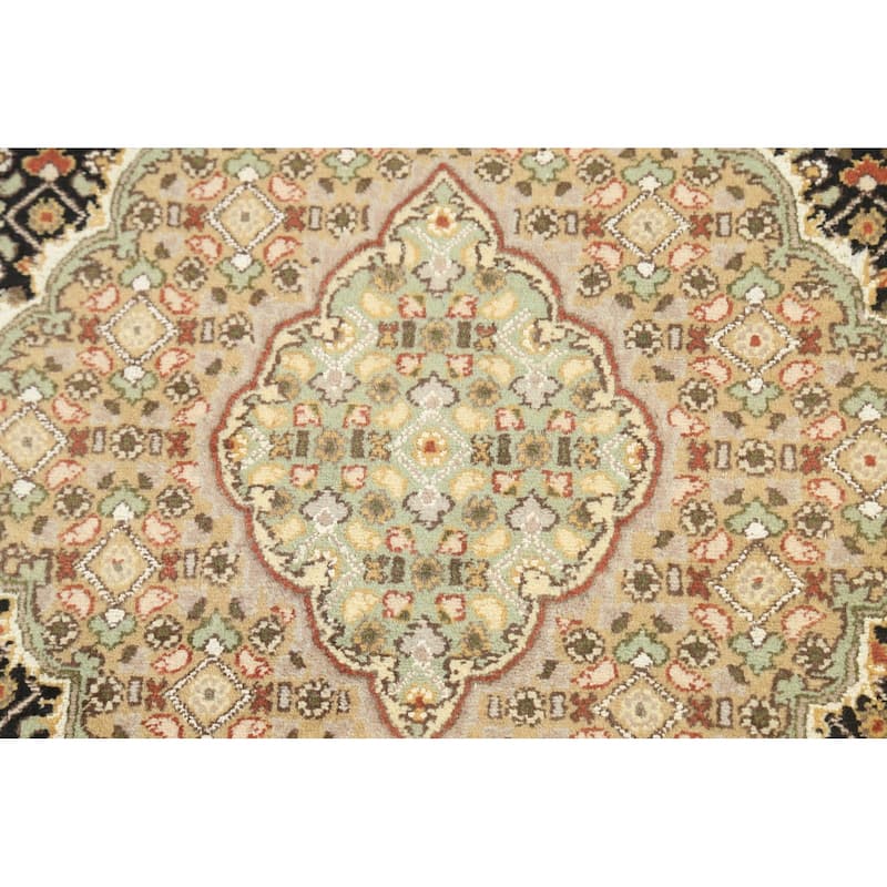 Wool/ Silk Vegetable Dye Tabriz Mahi Area Rug Handmade Oriental Carpet - 3'10" x 6'0"