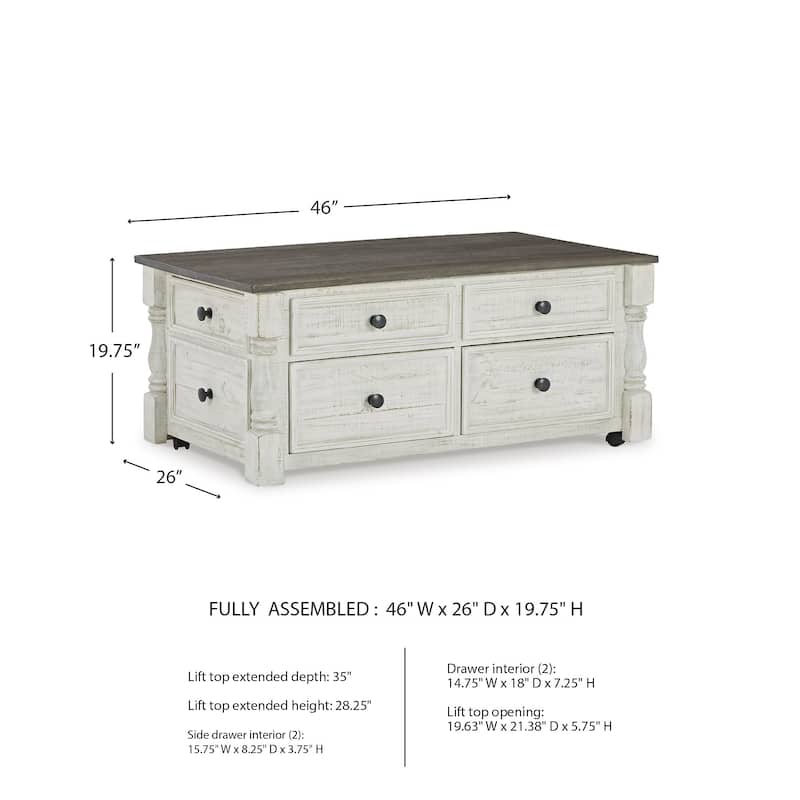 Signature Design by Ashley Havalance White/Gray Lift Top Cocktail Table - 26"W x 46"D x 20"H