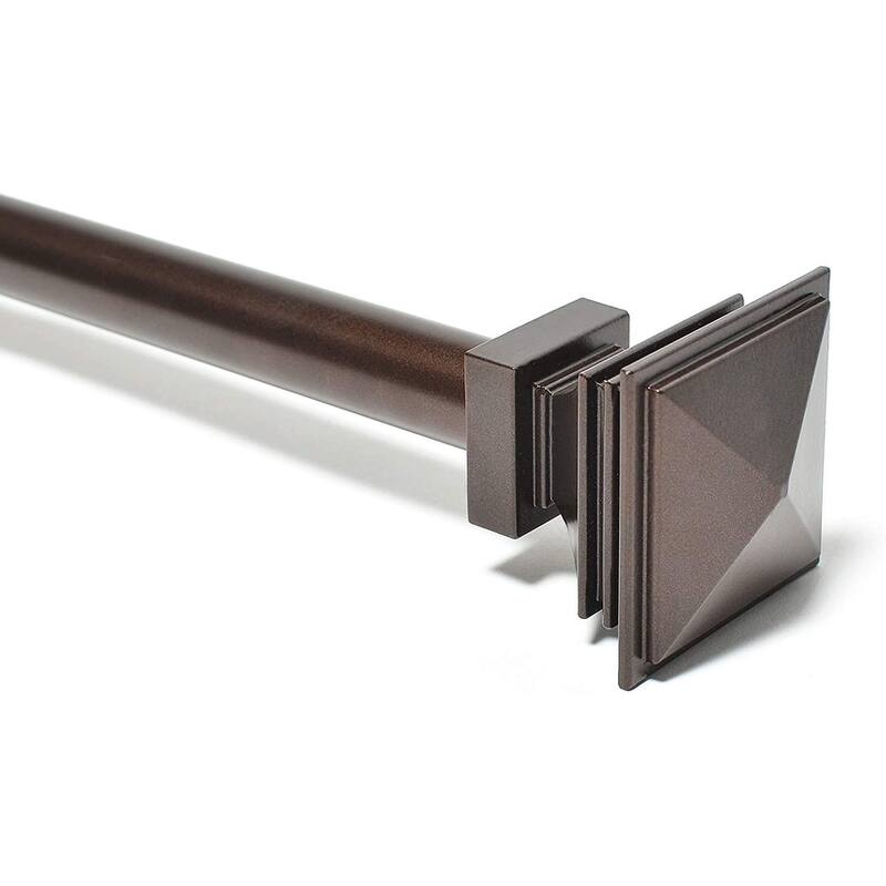 Deco Window 1 Inch Adjustable Curtain Rod for Windows & Doors Curtains with Square Finials & Brackets Set