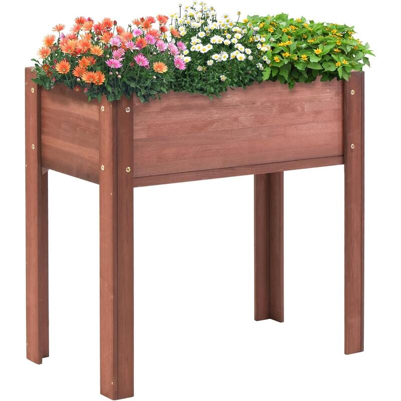 Elevated Wooden Planter Box Rural Country Garden Beds with Legs for Outdoor Plants Flowers Fruits Vegetable Herb Growing