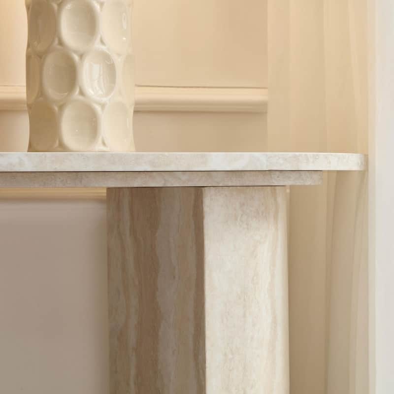 Modern MDF Faux Marble Pattern Console Table for Living Room Entryway Stylish and Functional Design