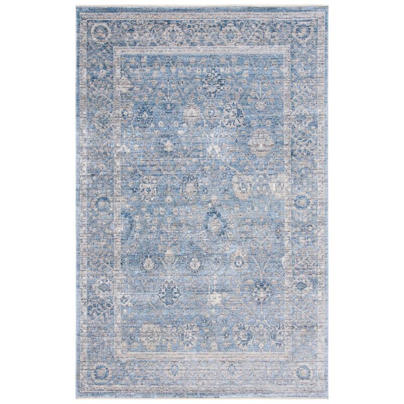 SAFAVIEH Dream Cavidan Vintage Abstract Viscose Rug - 6'7" Square - Grey/Turquoise