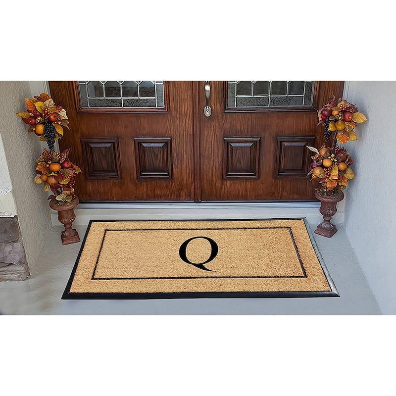 A1HC Natural Coir & Rubber Large Monogrammed Door Mat 30"x60"