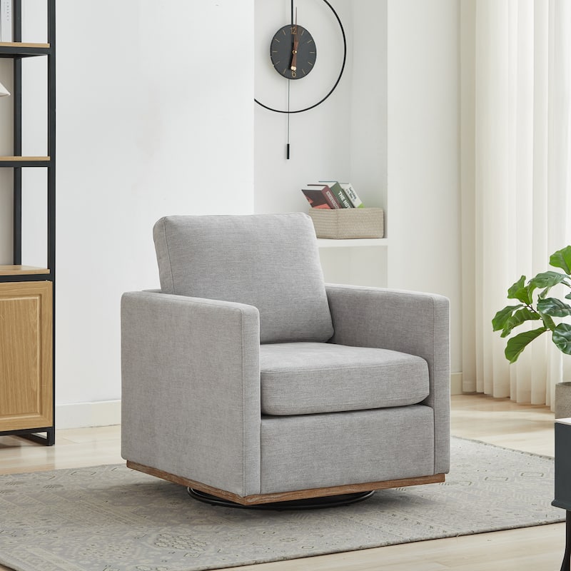 30.7"W Square Upholstered Swivel Accent Chair and Comfy Accent Single Sofa Chair, 360 Degree Club Chair, Lounge Armchair - Light Gray