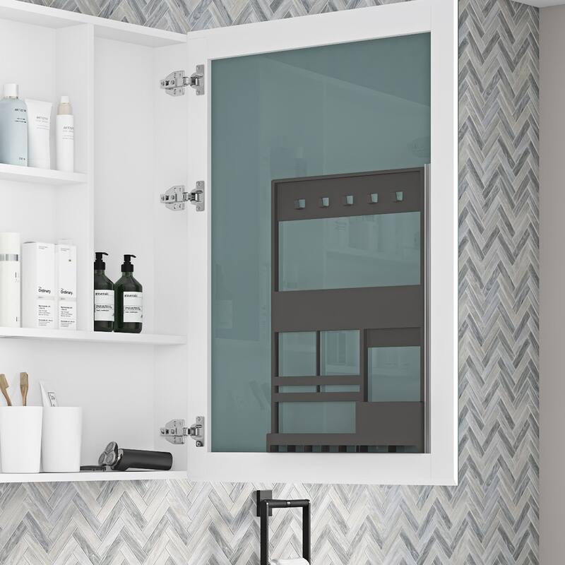 Frameless Bathroom Medicine Cabinet with Beveled Mirror Edges, Left Opening Door, Soft-Closing Hinges