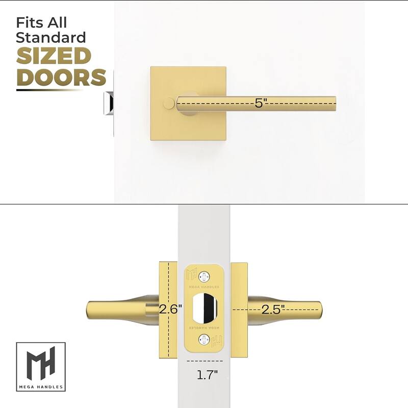Mega Handles PRIME Privacy Flat Interior Door Lever for Hallway, Closet, and Bathroom I Reversible Keyless Door Lock